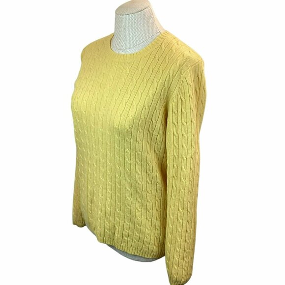L.L. Bean Lambs Wool Womens Small Cable Knit Sweater Yellow - Picture 6 of 9